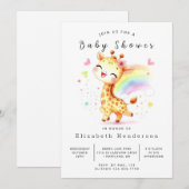 Graceful Editable Giraffe Baby shower Kaart (Voorkant / Achterkant)