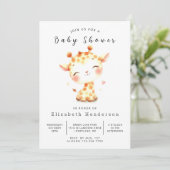Graceful Editable Giraffe Baby shower Kaart (Staand voorkant)