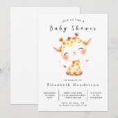 Graceful Editable Giraffe Baby shower Kaart (Voorkant / Achterkant)
