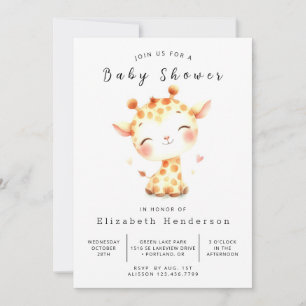 Graceful Editable Giraffe Baby shower Kaart