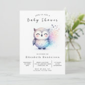 Graceful Editable Owl Baby shower Kaart (Staand voorkant)
