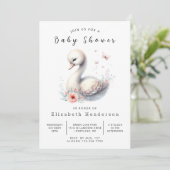 Graceful Editable Swan Baby shower Kaart (Staand voorkant)