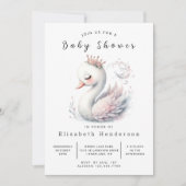 Graceful Editable Swan Baby shower Kaart (Voorkant)