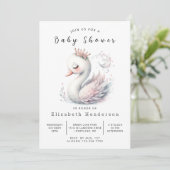 Graceful Editable Swan Baby shower Kaart (Staand voorkant)