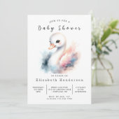 Graceful Editable Swan Baby shower Kaart (Staand voorkant)
