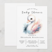 Graceful Editable Swan Baby shower Kaart (Voorkant / Achterkant)