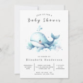 Graceful Editable Whale Baby shower Kaart (Voorkant)