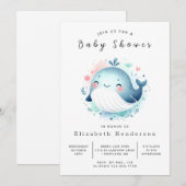Graceful Editable Whale Baby shower Kaart (Voorkant / Achterkant)