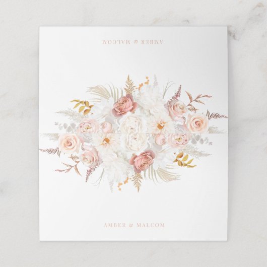 Graceful Elegance: vlekkeloze bloemenbruiloft Plaatskaartje (Buitenkant ongevouwen)