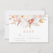 Graceful Elegance: Vlekkeloze Blush Bloemen Bruilo RSVP Kaartje (Voorkant)