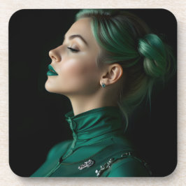 Graceful Emerald Elegance: een gotisch portret Bier Onderzetter