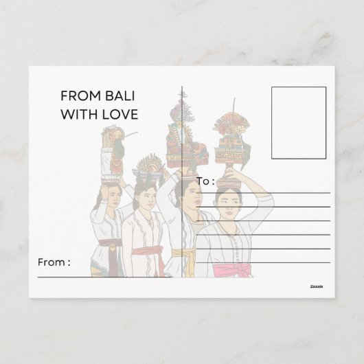 Graceful Essence: Balinese Vrouw Briefkaart (Achterkant)