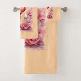 Graceful Flamingo Walk | Roze Waterverf kunst Bad Handdoek