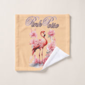 Graceful Flamingo Walk | Roze Waterverf kunst Bad Handdoek (Wasdoekje)
