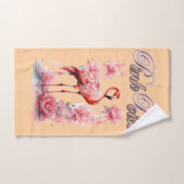 Graceful Flamingo Walk | Roze Waterverf kunst Bad Handdoek (Handdoek)