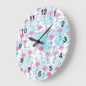 Graceful flamingos and monstera leaves grote klok (Hoek)