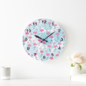 Graceful flamingos and monstera leaves grote klok (Huis)