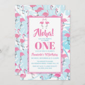 Graceful flamingos and monstera leaves kaart (Voorkant / Achterkant)