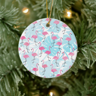 Graceful flamingos and monstera leaves keramisch ornament