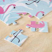 Graceful flamingos and monstera leaves legpuzzel (Zijkant)