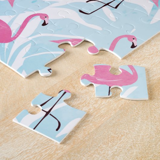 Graceful flamingos and monstera leaves legpuzzel (Zijkant)