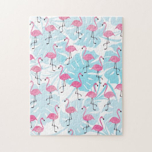 Graceful flamingos and monstera leaves legpuzzel (Verticaal)