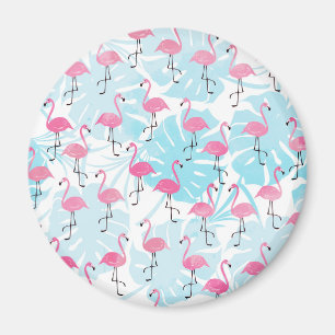Graceful flamingos and monstera leaves magneet