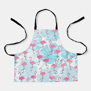 Graceful flamingos and monstera leaves schort
