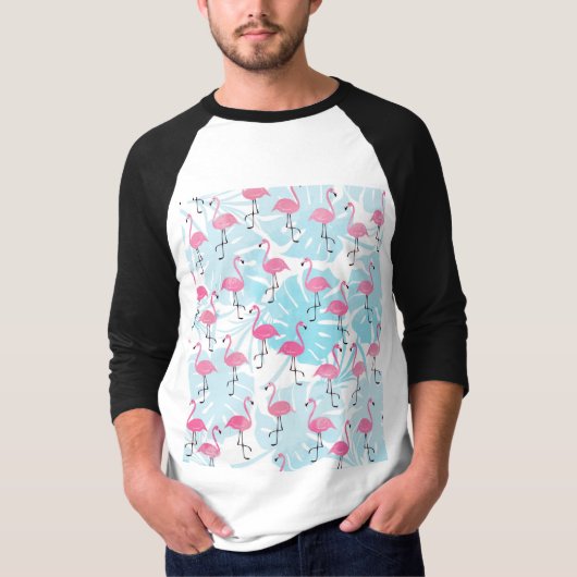 Graceful flamingos and monstera leaves t-shirt (Voorkant)