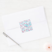 Graceful flamingos and monstera leaves vierkante sticker (Envelop)