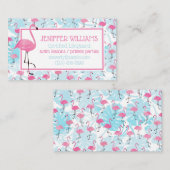 Graceful flamingos and monstera leaves visitekaartje (Voorkant / Achterkant)