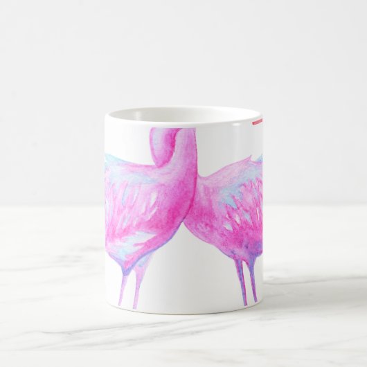 Graceful Flamingo's: Waterverf Romance Koffiemok (Center)