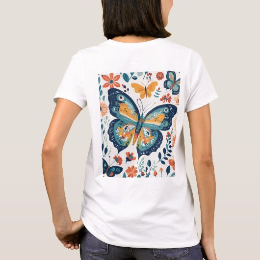 Graceful Flight: Butterfly Vrouwen T-shirt ontwerp (Achterkant)