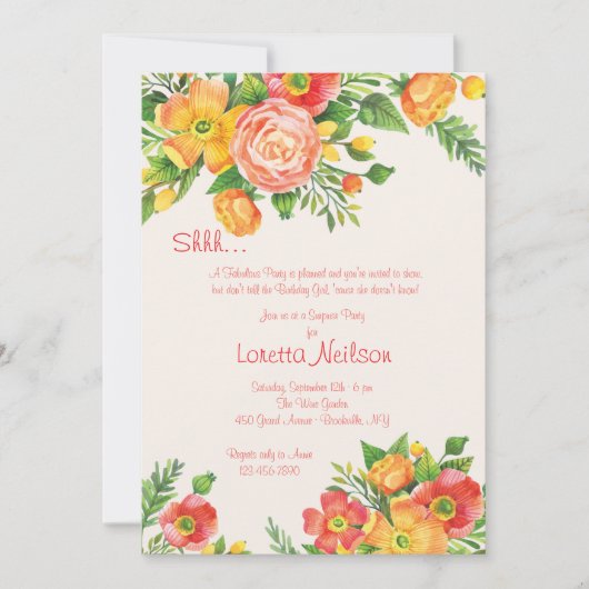 Graceful Floral Invitation Kaart (Voorkant)
