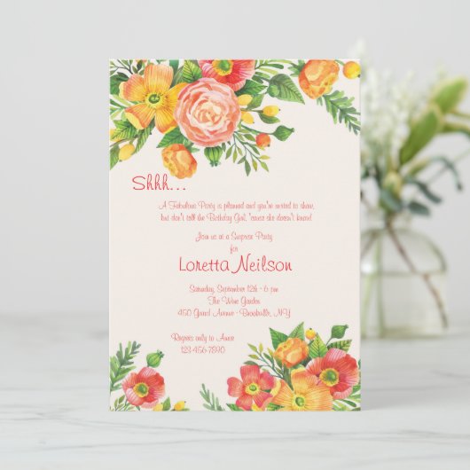 Graceful Floral Invitation Kaart (Staand voorkant)