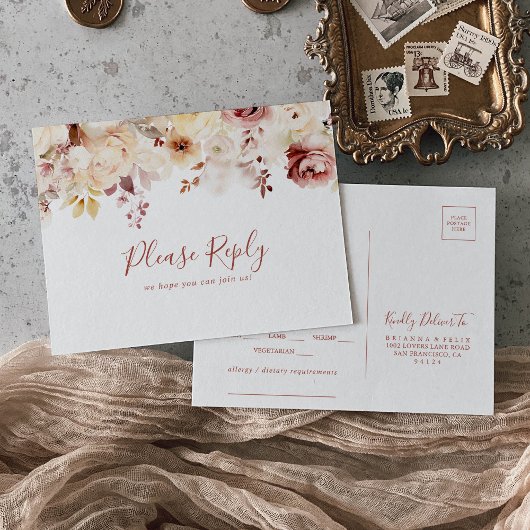 Graceful Floral Menu Keuze RSVP Briefkaart