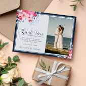 Graceful Floral Pink en Dusty Blue Bedankkaart