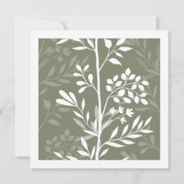 Graceful Floral Silhouette Olive Sage Minimal Notitiekaartje