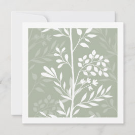 Graceful Floral Silhouette Sage Green Minimal Notitiekaartje