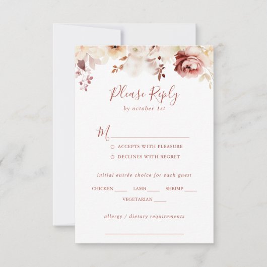 Graceful Floral Wedding Menu Keuze RSVP (Voorkant)
