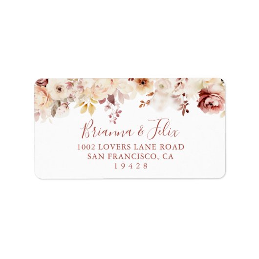 Graceful Floral Wedding RSVP-adreslabel Etiket (Voorkant)