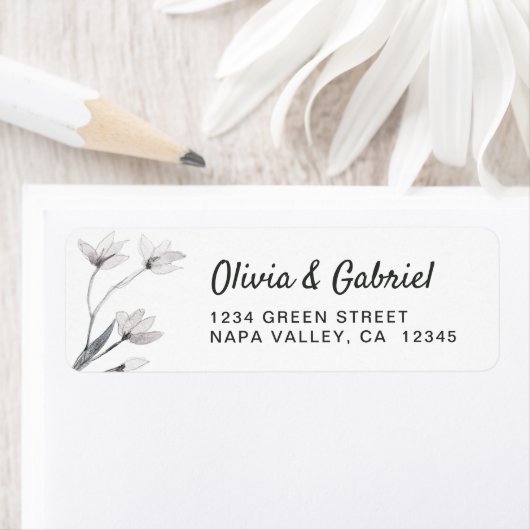 Graceful flower Elegant Wedding Return Address Etiket (Insitu)