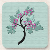 Graceful Flowering Tree Green + Plum Set van 6 Bier Onderzetter (Voorkant)