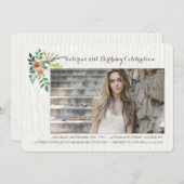 Graceful Flowers Photo Invitation Kaart (Voorkant / Achterkant)