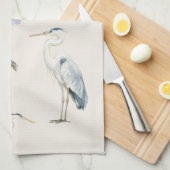 Graceful Flying Blue Herons Patroon Cream Theedoek (Quarter Fold)