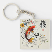 Graceful Fortune Koi - dubbelzijdig maannieuwjaar Sleutelhanger (Voorkant)