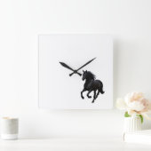 Graceful Gallop: Black Horse wandklok" Vierkante Klok (Huis)