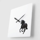 Graceful Gallop: Black Horse wandklok" Vierkante Klok (Hoek)