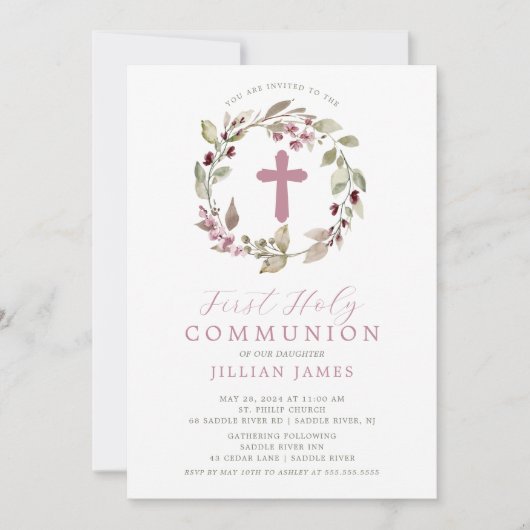 Graceful Gathering Eerste Communie Uitnodiging (Voorkant)