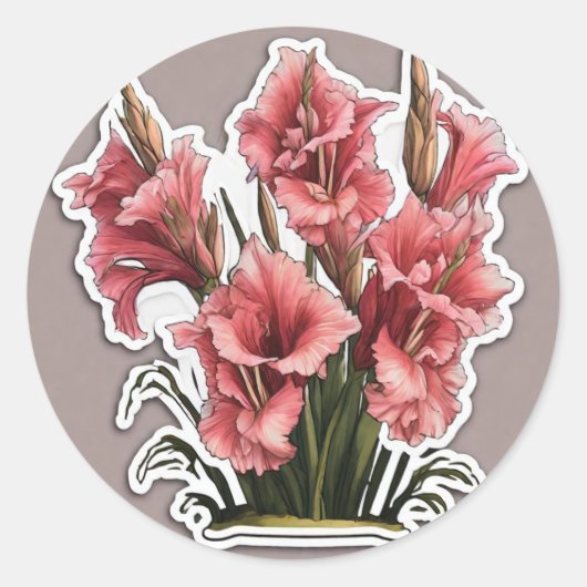 Graceful Gladiolus: Elegantie in elk bloemblaadje Ronde Sticker (Voorkant)